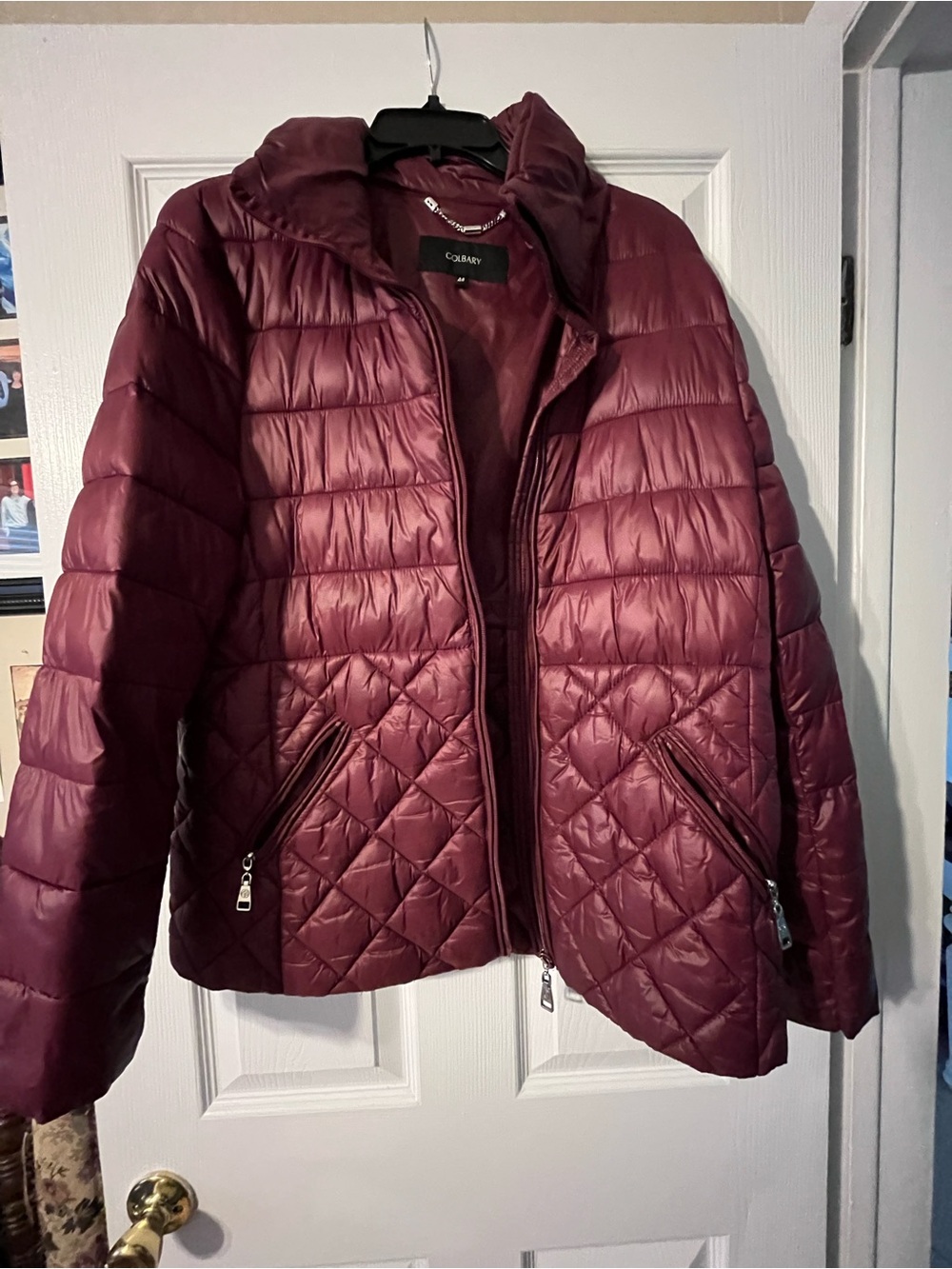 Quilted Puffer Jacket - Burgundy Golbary